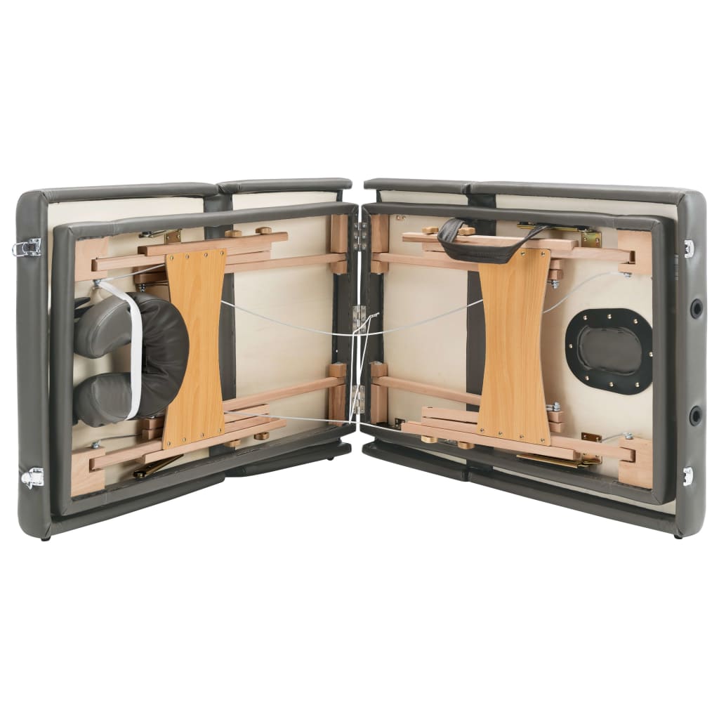 vidaXL Massagetafel met 4 zones 186x68 cm houten frame antraciet