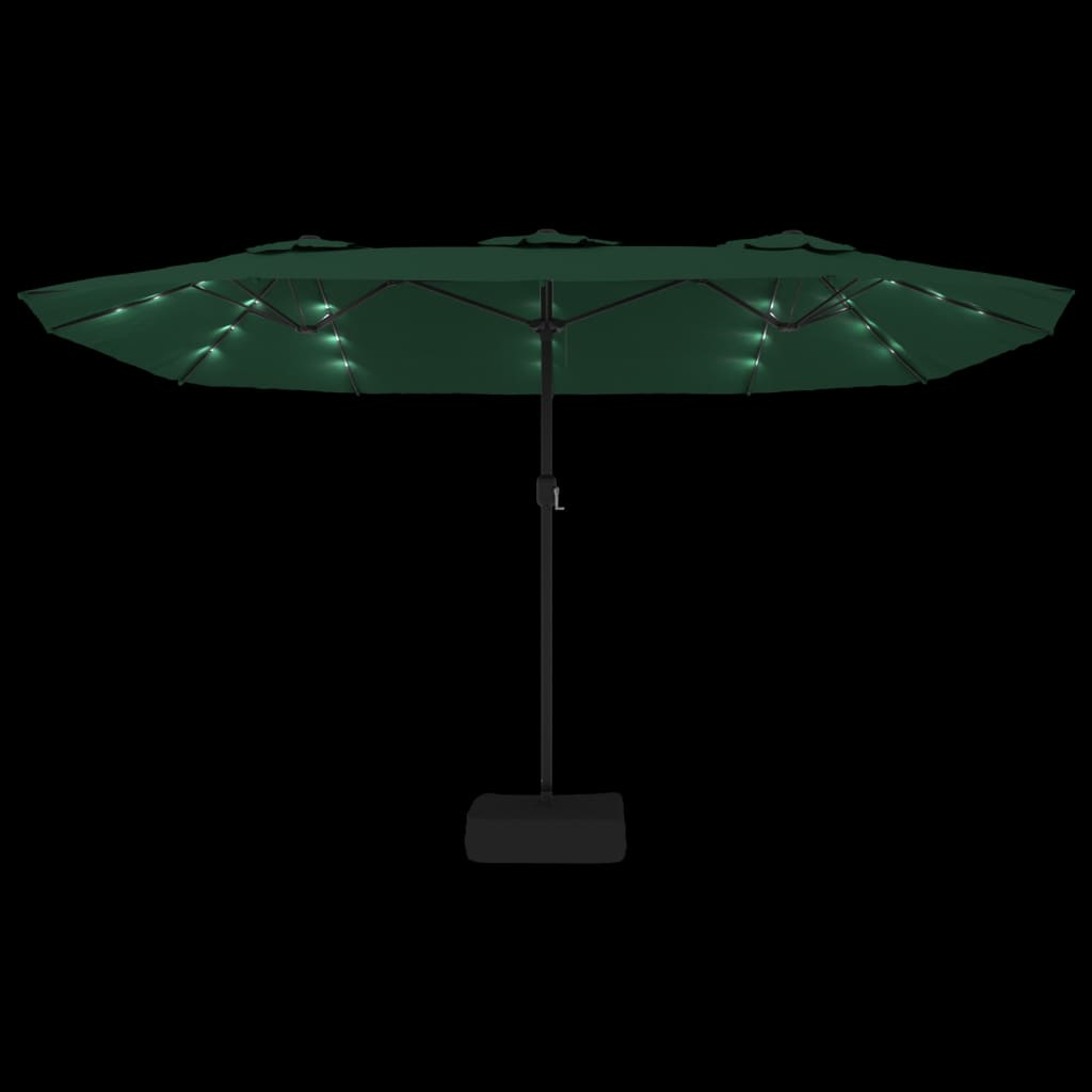 vidaXL Parasol dubbel met LED 449x245 cm groen