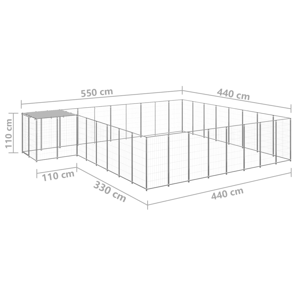 vidaXL Hondenkennel 20,57 m² staal zilverkleurig