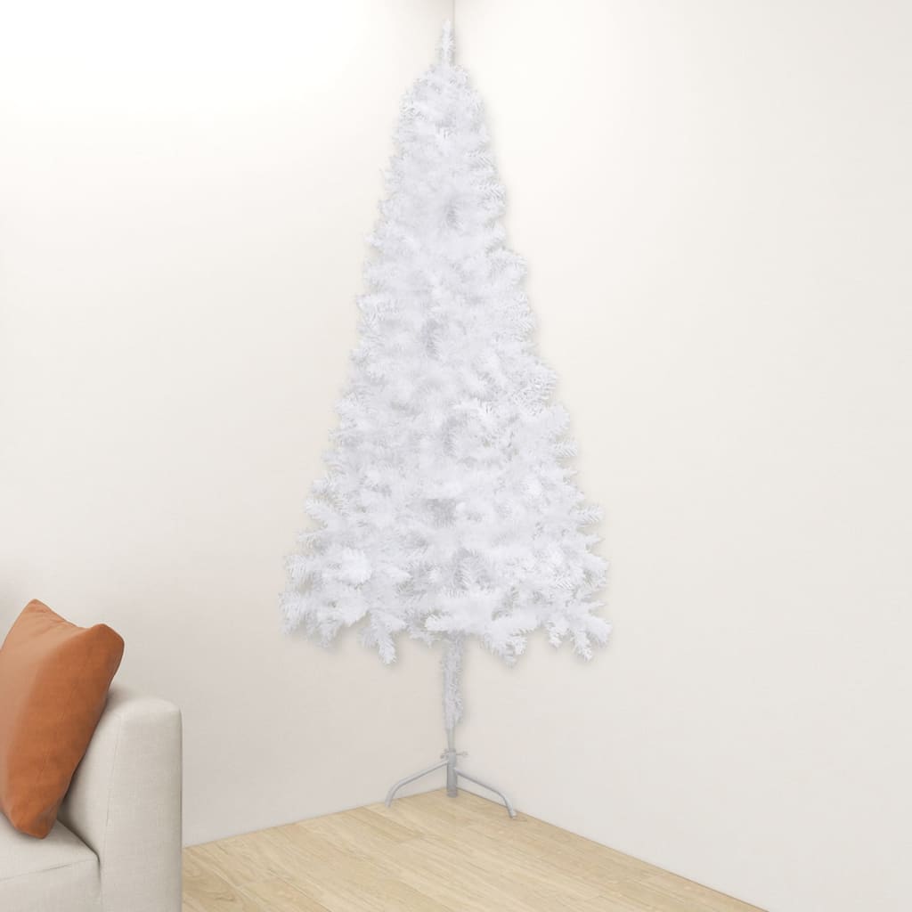 vidaXL Kunstkerstboom met verlichting hoek 180 cm PVC wit