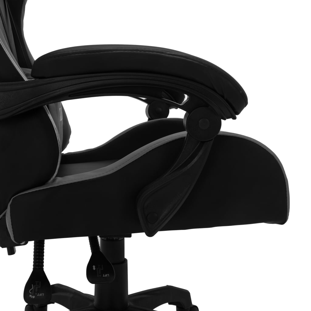 vidaXL Racestoel met RGB LED-verlichting kunstleer grijs en zwart