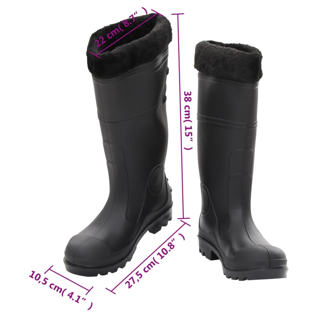 vidaXL Regenlaarzen met verwijderbare sokken maat 40 PVC zwart
