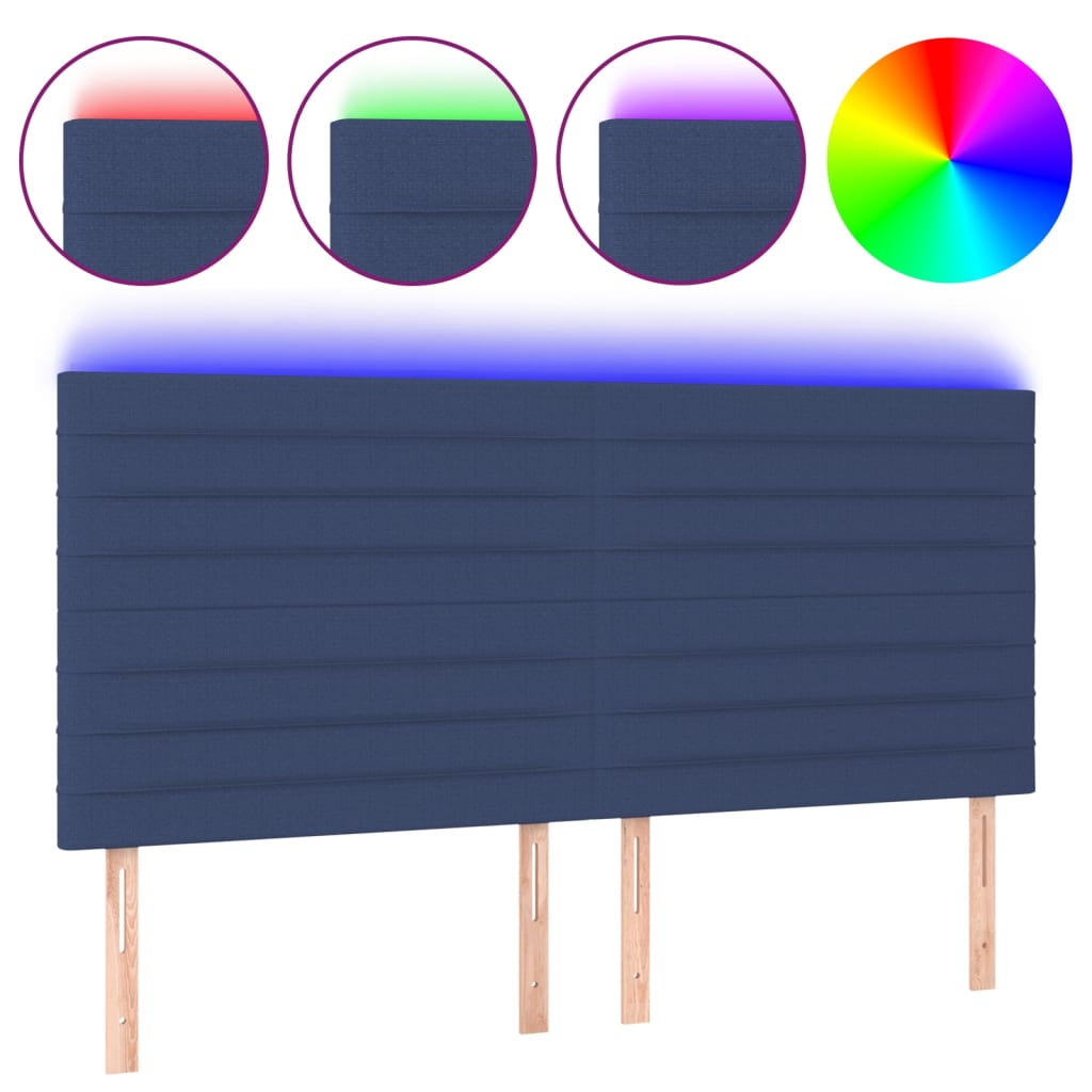 vidaXL Hoofdbord LED 160x5x118/128 cm stof blauw