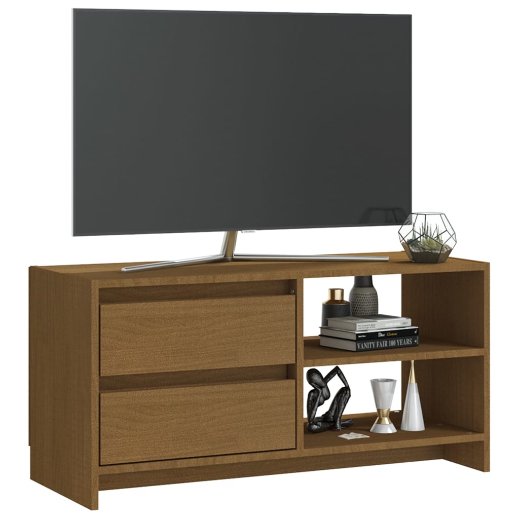 vidaXL Tv-meubel 80x31x39 cm massief grenenhout honingbruin