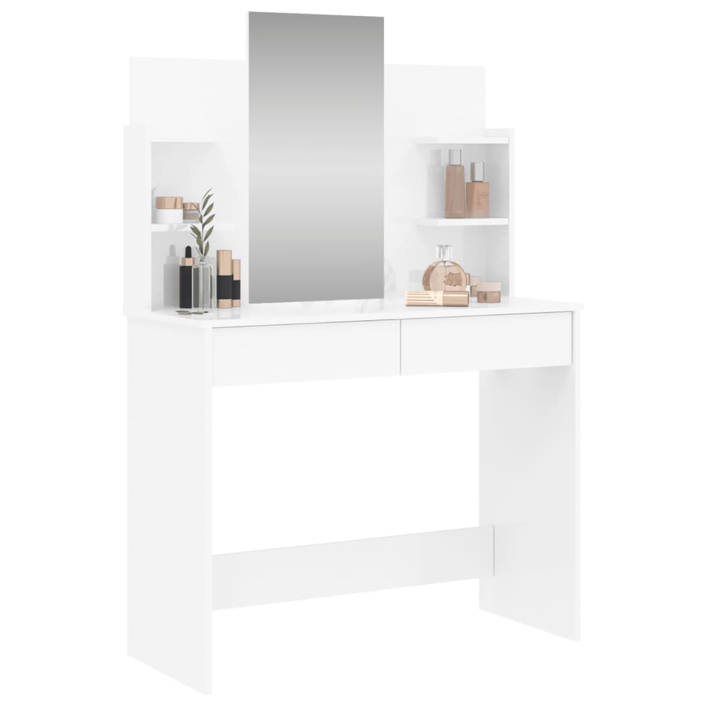 vidaXL Kaptafel met spiegel 96x39x142 cm hoogglans wit