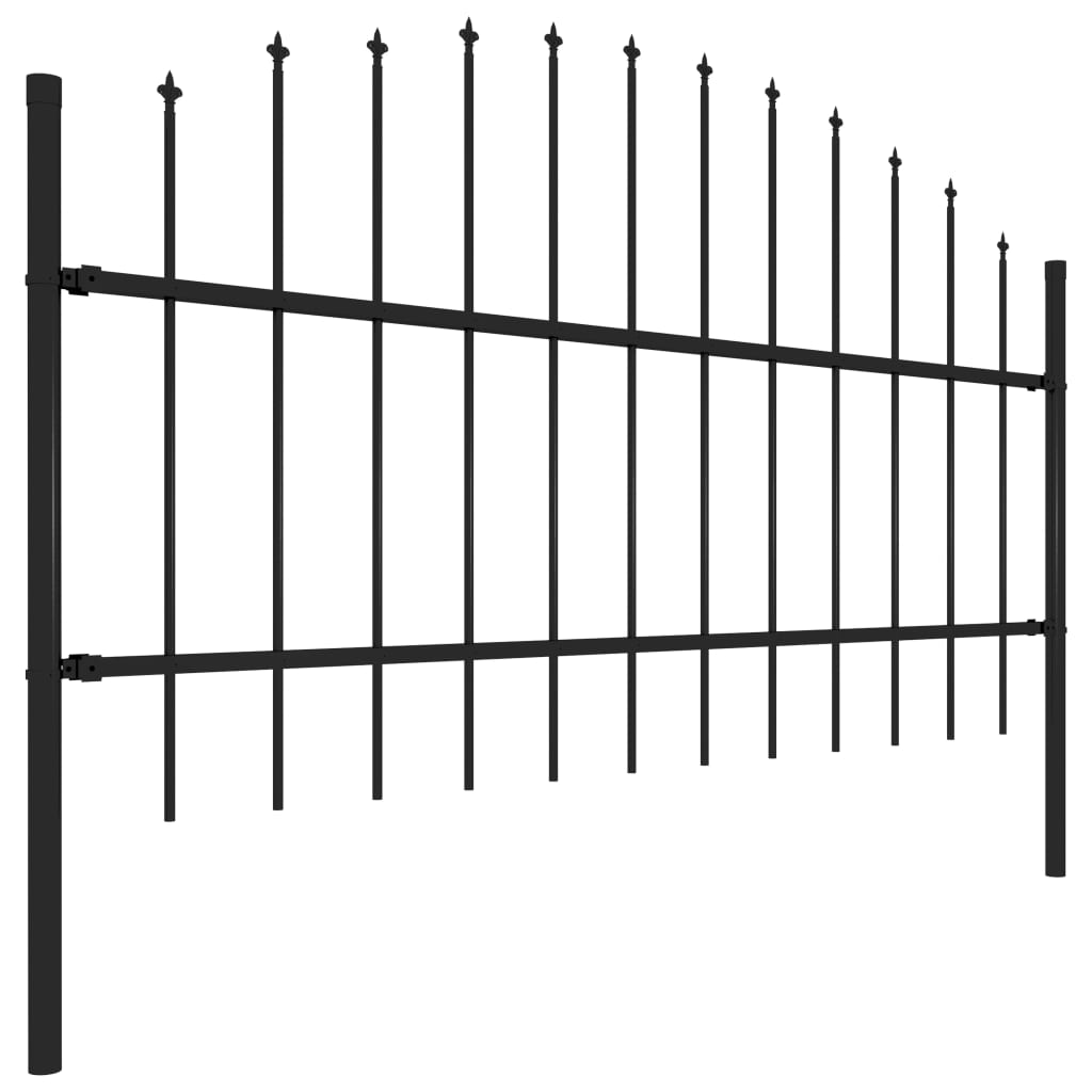 vidaXL Tuinhek met speren bovenkant (0,75-1)x15,3 m staal zwart