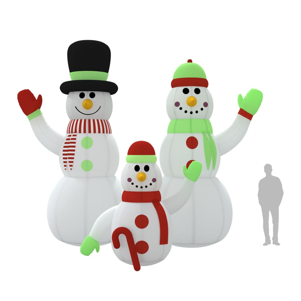 vidaXL Sneeuwpopfamilie opblaasbaar met LED's 500 cm