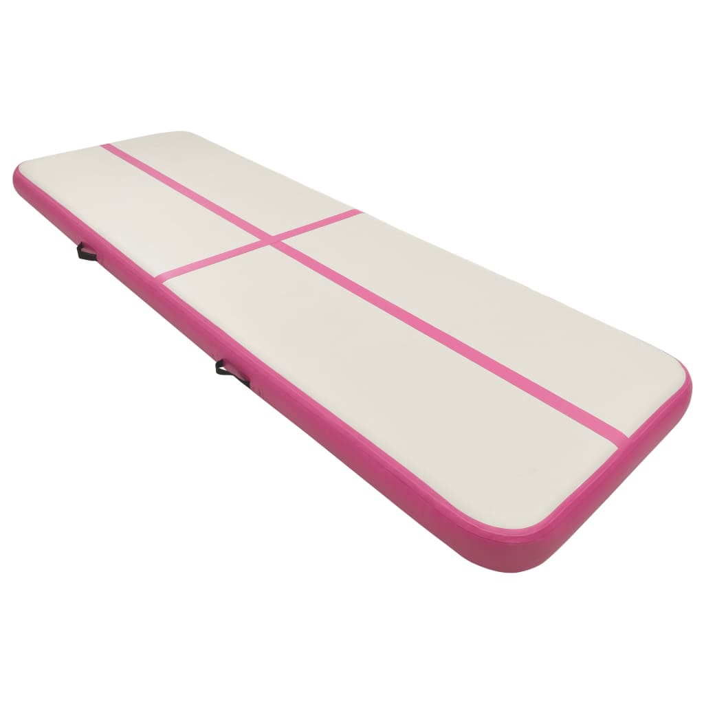 vidaXL Gymnastiekmat met pomp opblaasbaar 500x100x20 cm PVC roze
