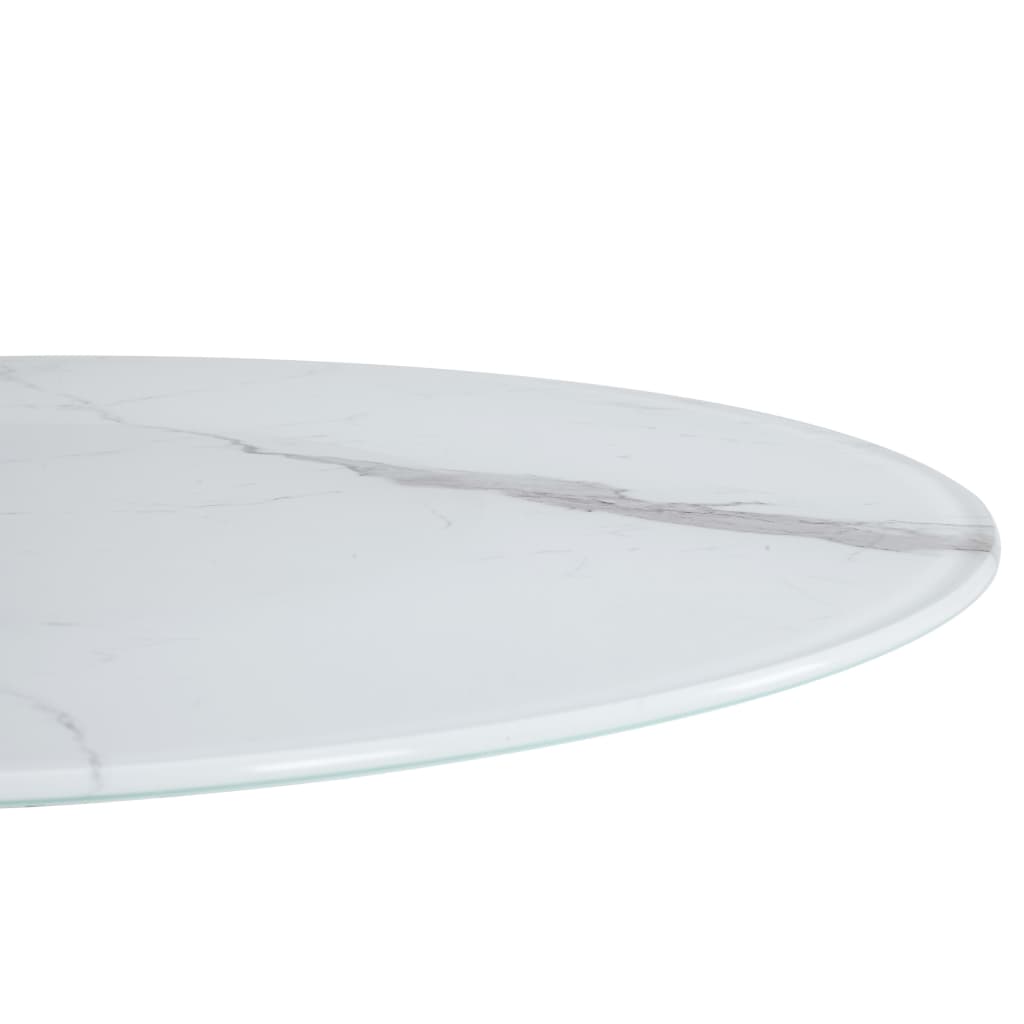 vidaXL Tafelblad Ø80 cm glas met marmeren textuur wit