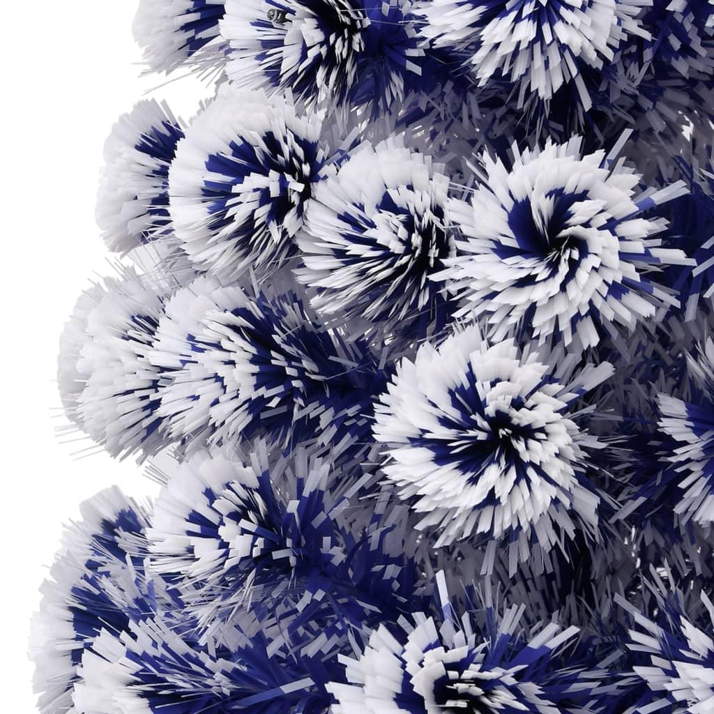 vidaXL Kunstkerstboom met verlichting 210 cm glasvezel wit en blauw