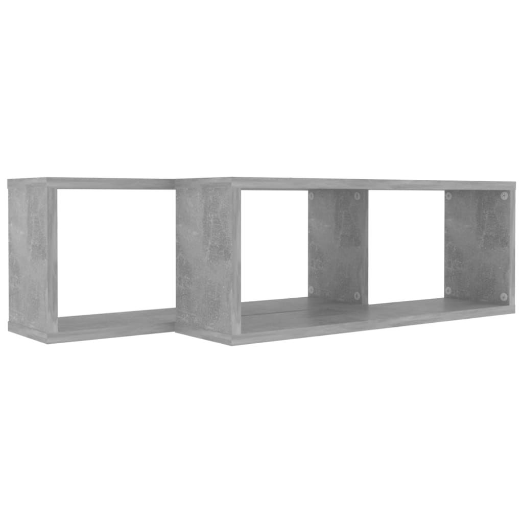 vidaXL Wandschappen kubus 2 st 60x15x23 cm spaanplaat betongrijs