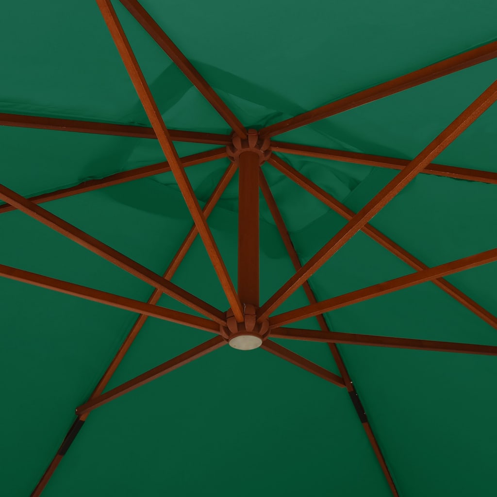 vidaXL Zweefparasol met houten paal 400x300 cm groen
