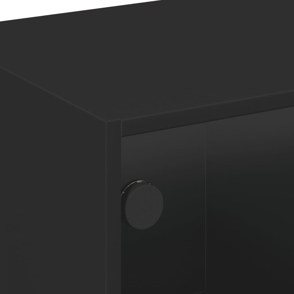 vidaXL Tv-meubel met glazen deuren 102x37x42 cm zwart