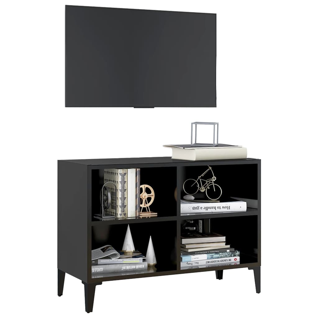 vidaXL Tv-meubel met metalen poten 69,5x30x50 cm zwart