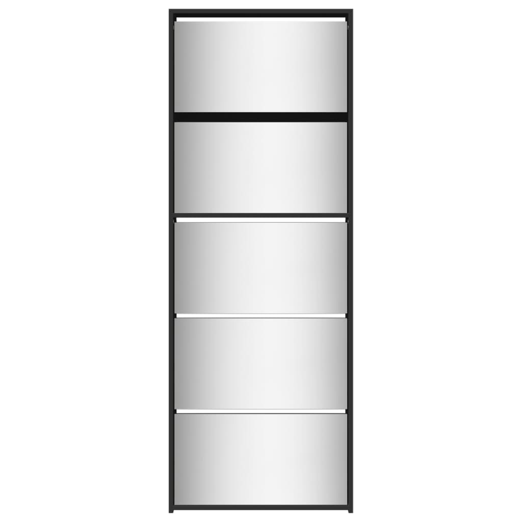 vidaXL Schoenenkast met spiegel 5-laags 63x17x169,5 cm zwart
