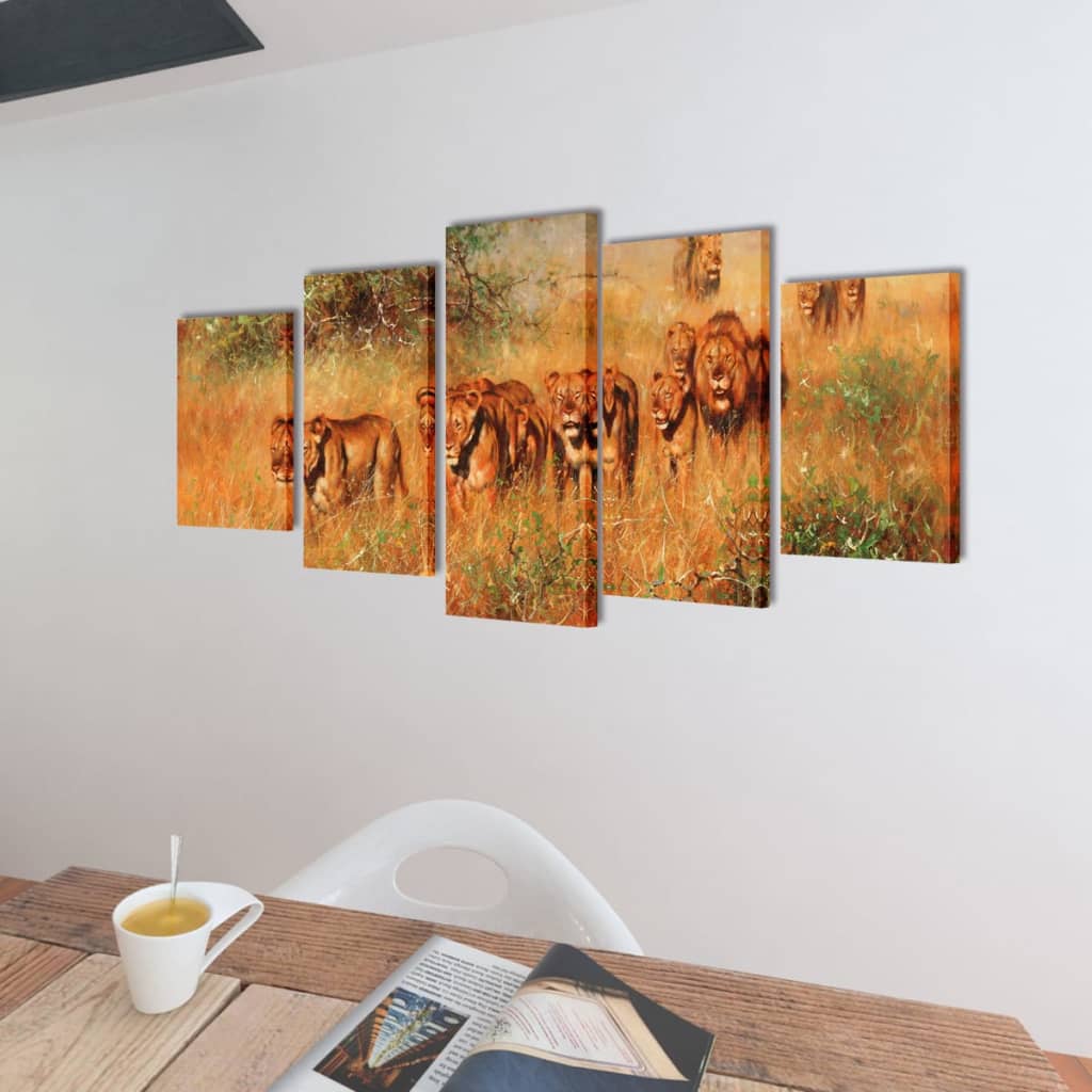 Canvas muurdruk set leeuw 200 x 100 cm
