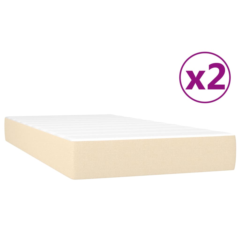 vidaXL Boxspring met matras stof crèmekleurig 200x200 cm