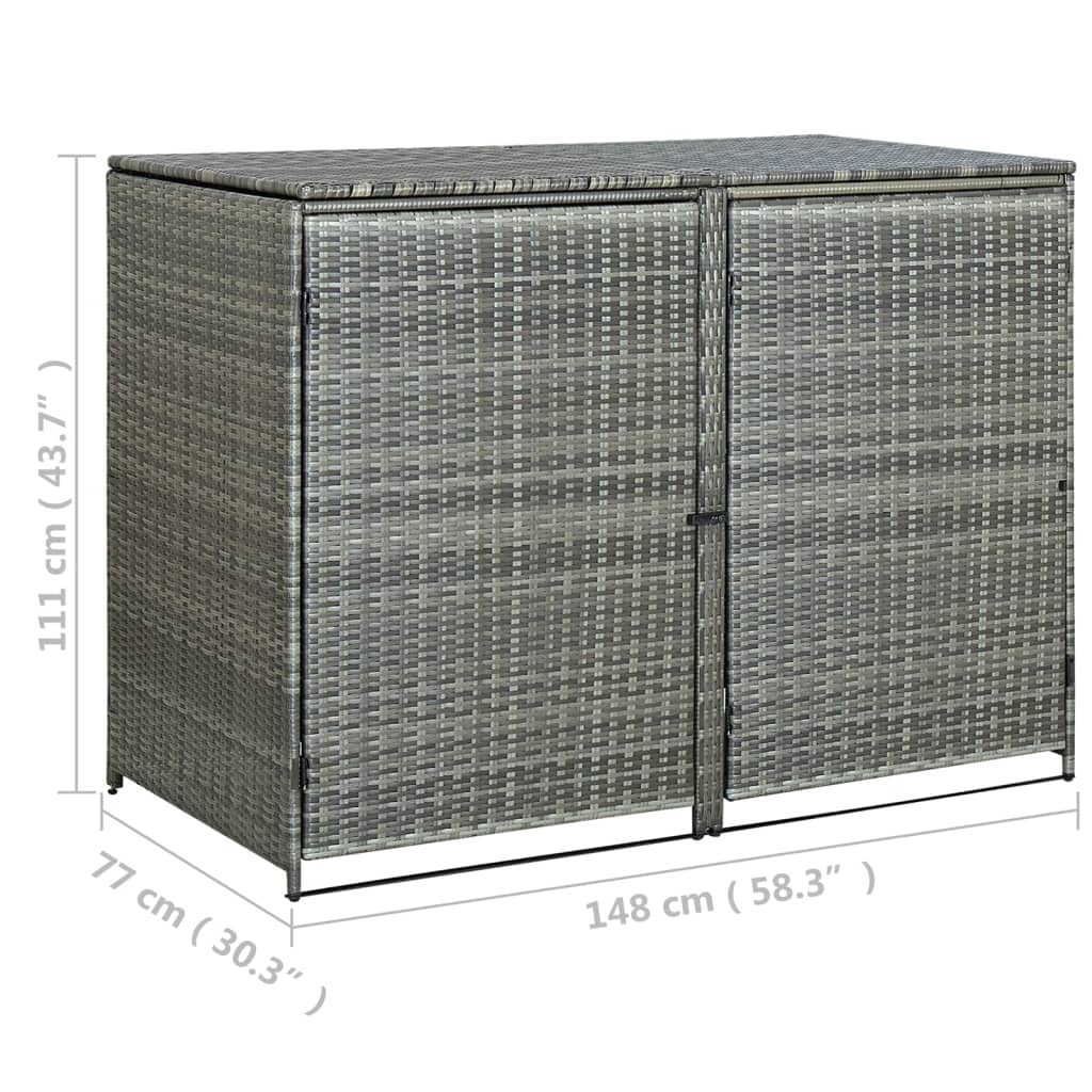 vidaXL Containerberging dubbel 148x77x111 cm poly rattan antraciet