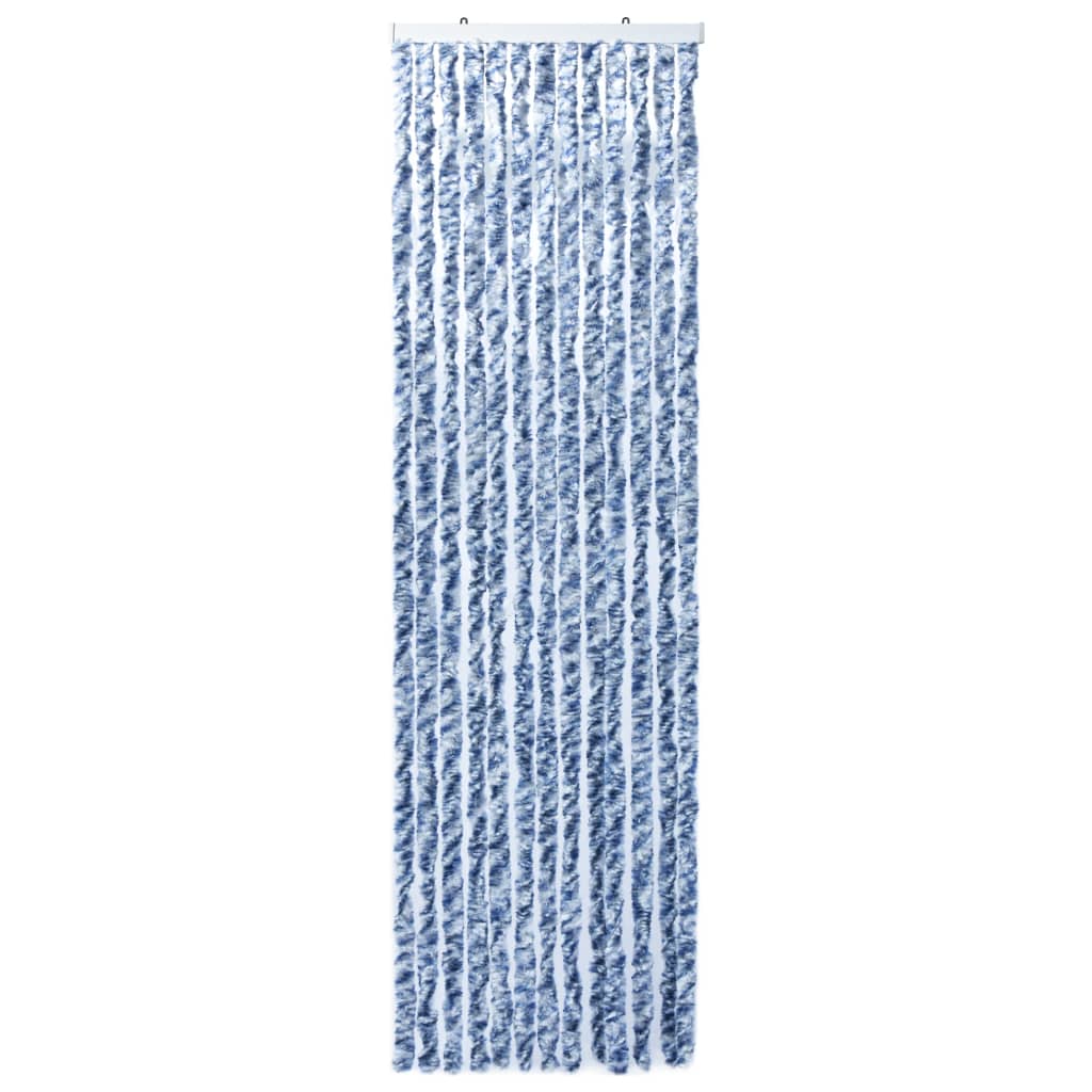 vidaXL Vliegengordijn 90x200 cm chenille blauw en wit