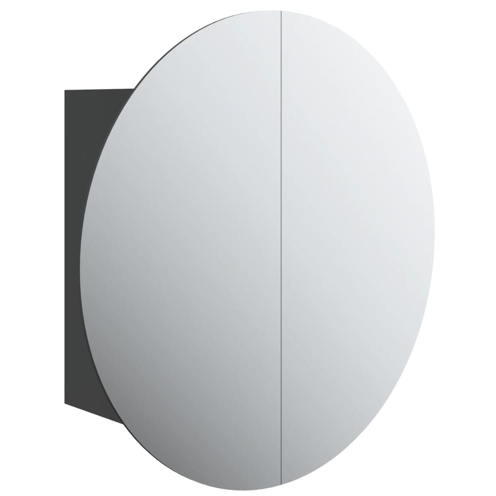 vidaXL Badkamerkast met ronde spiegel en LED 40x40x17,5 cm zwart