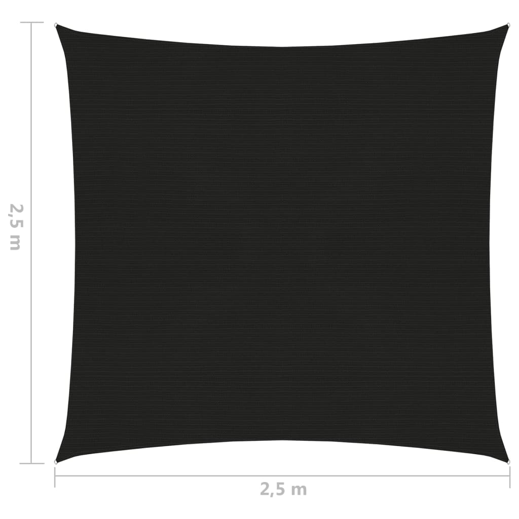 vidaXL Zonnezeil 160 g/m² 2,5x2,5 m HDPE zwart