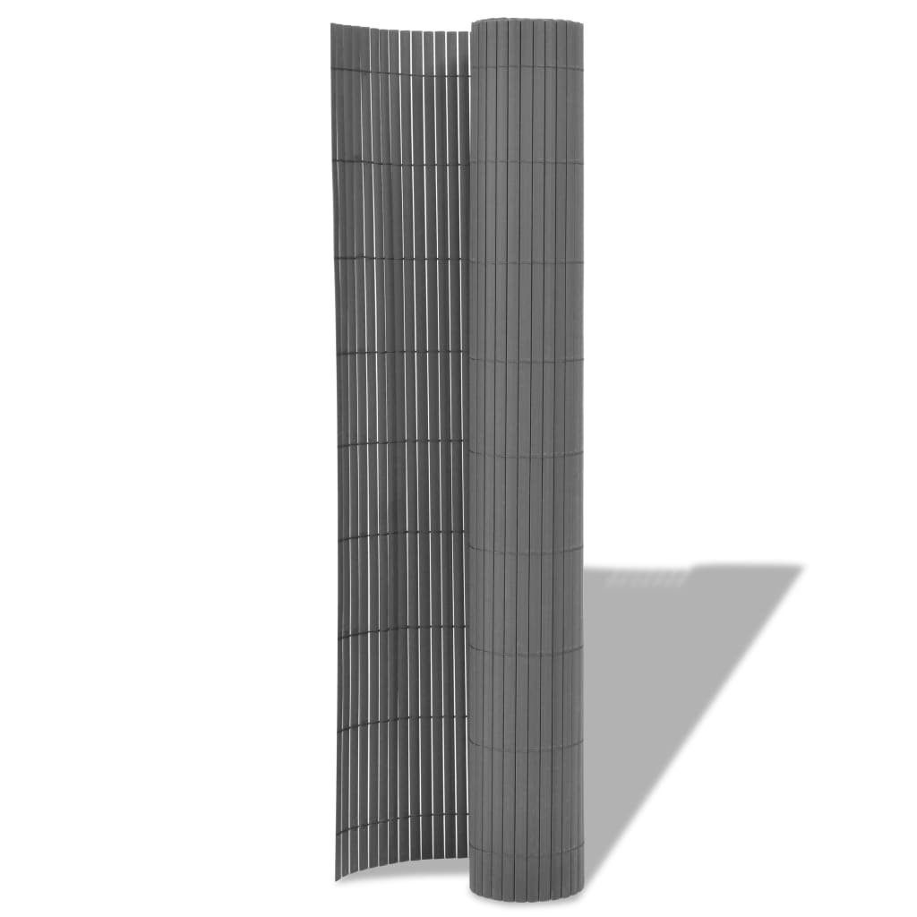 vidaXL Tuinafscheiding dubbelzijdig 90x500 cm PVC grijs