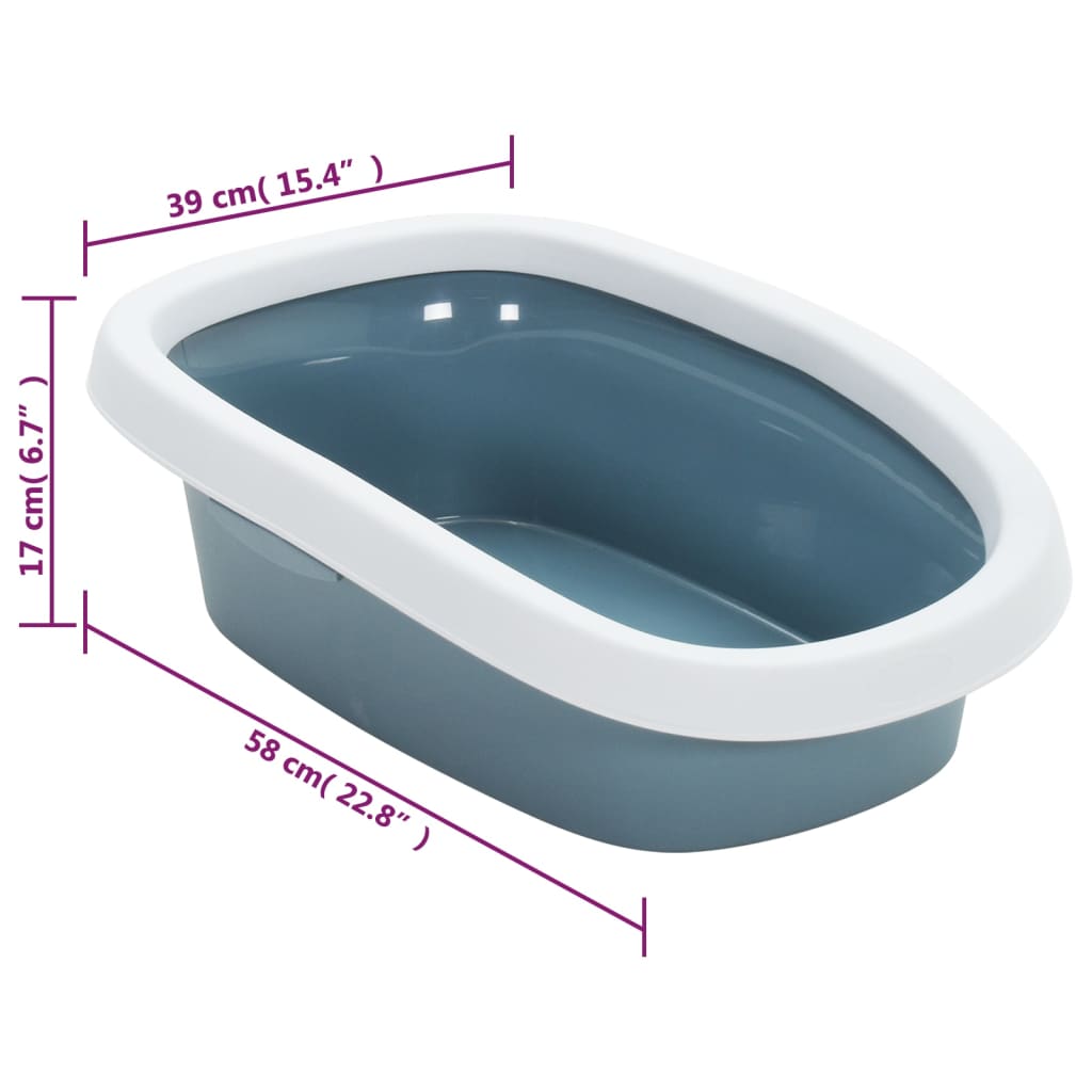 vidaXL Kattenbak 58x39x17 cm polypropeen wit en blauw
