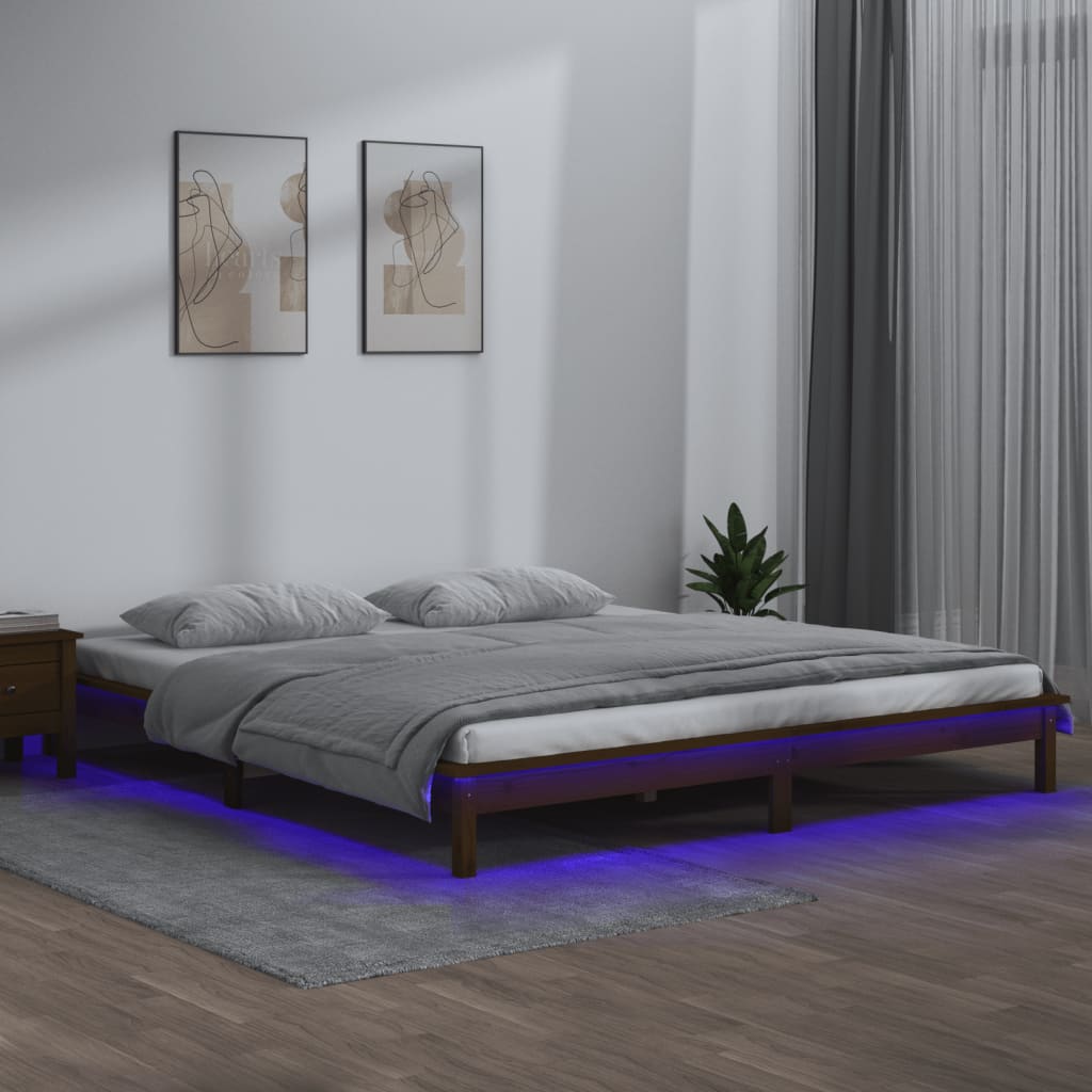 vidaXL Bedframe LED hout honingbruin 120x190 cm
