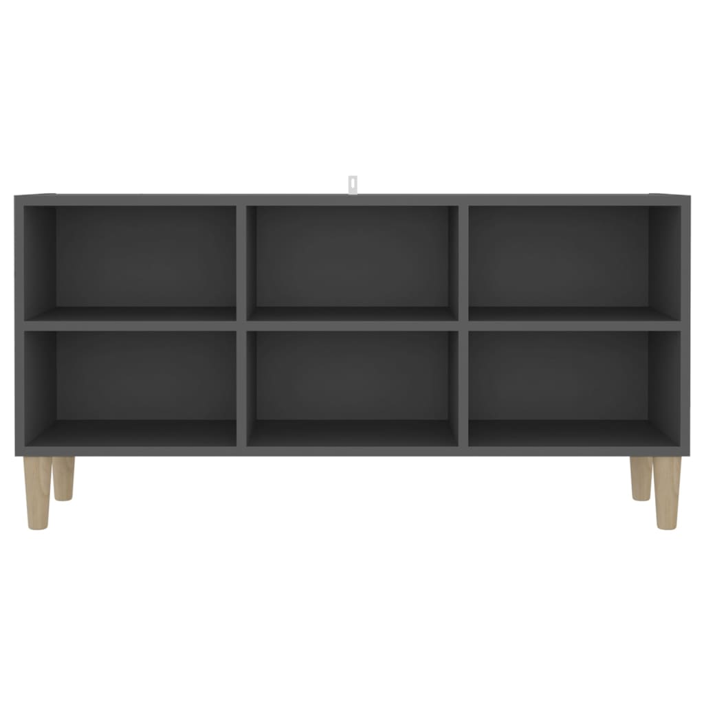 vidaXL Tv-meubel met massief houten poten 103,5x30x50 cm grijs