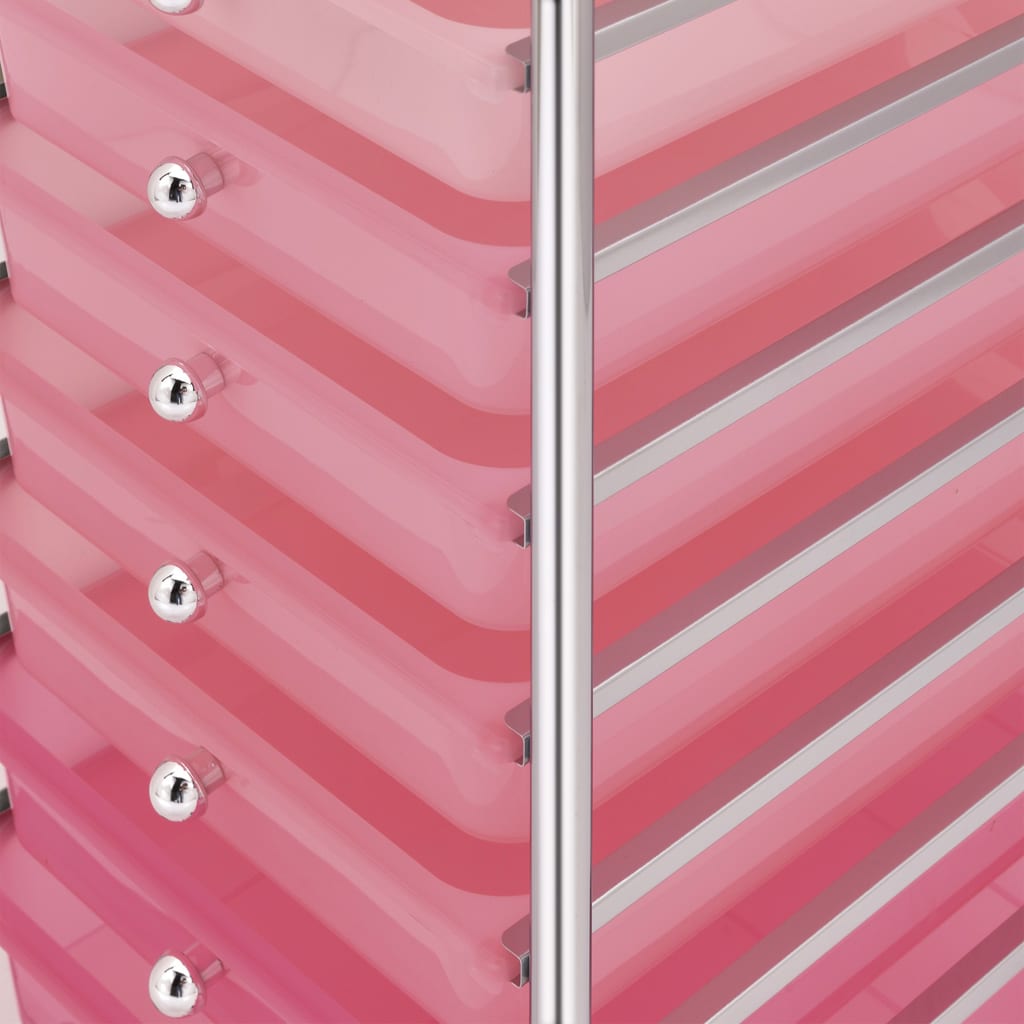 vidaXL Opbergtrolley met 10 lades mobiel kunststof ombre roze