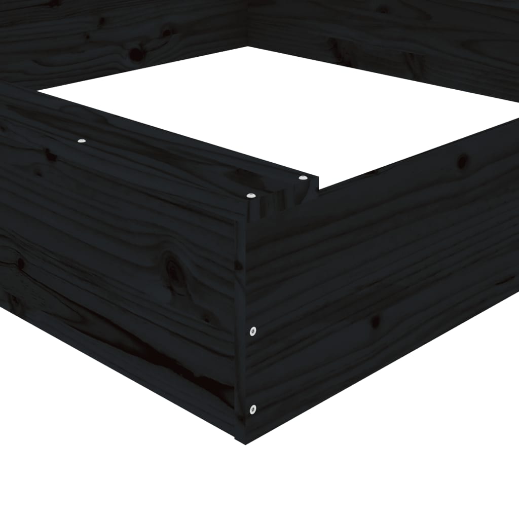 vidaXL Zandbak met bankjes vierkant massief grenenhout zwart