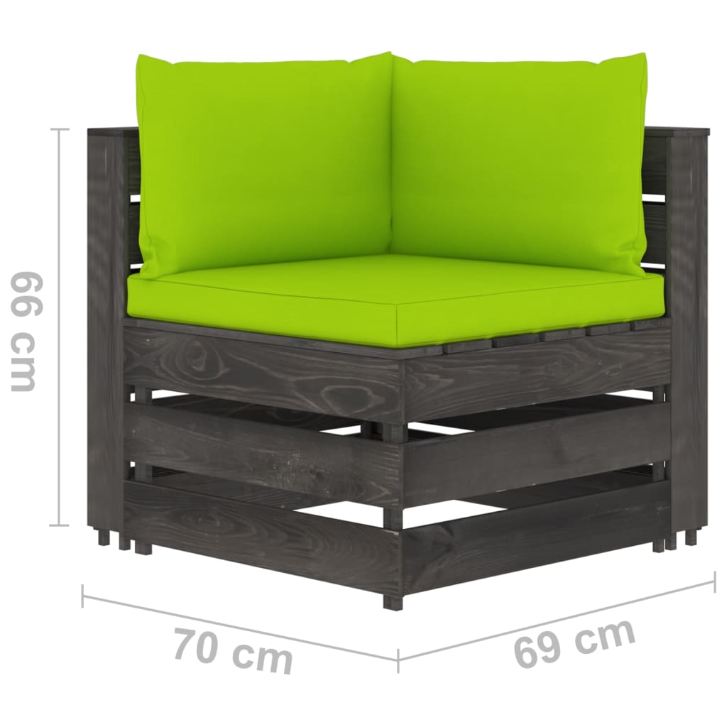 vidaXL 6-delige Loungeset met kussens grijs geïmpregneerd hout