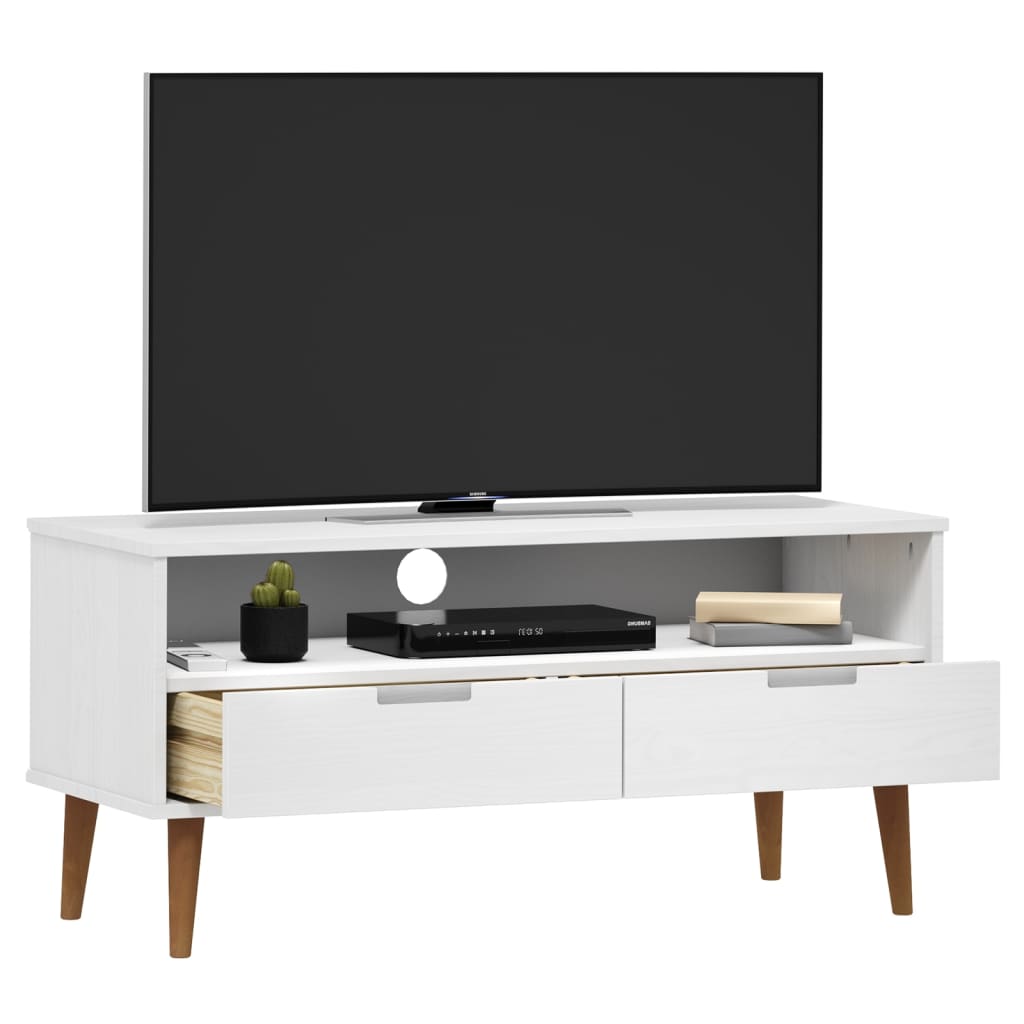 vidaXL Tv-meubel MOLDE 106x40x49 cm massief grenenhout wit
