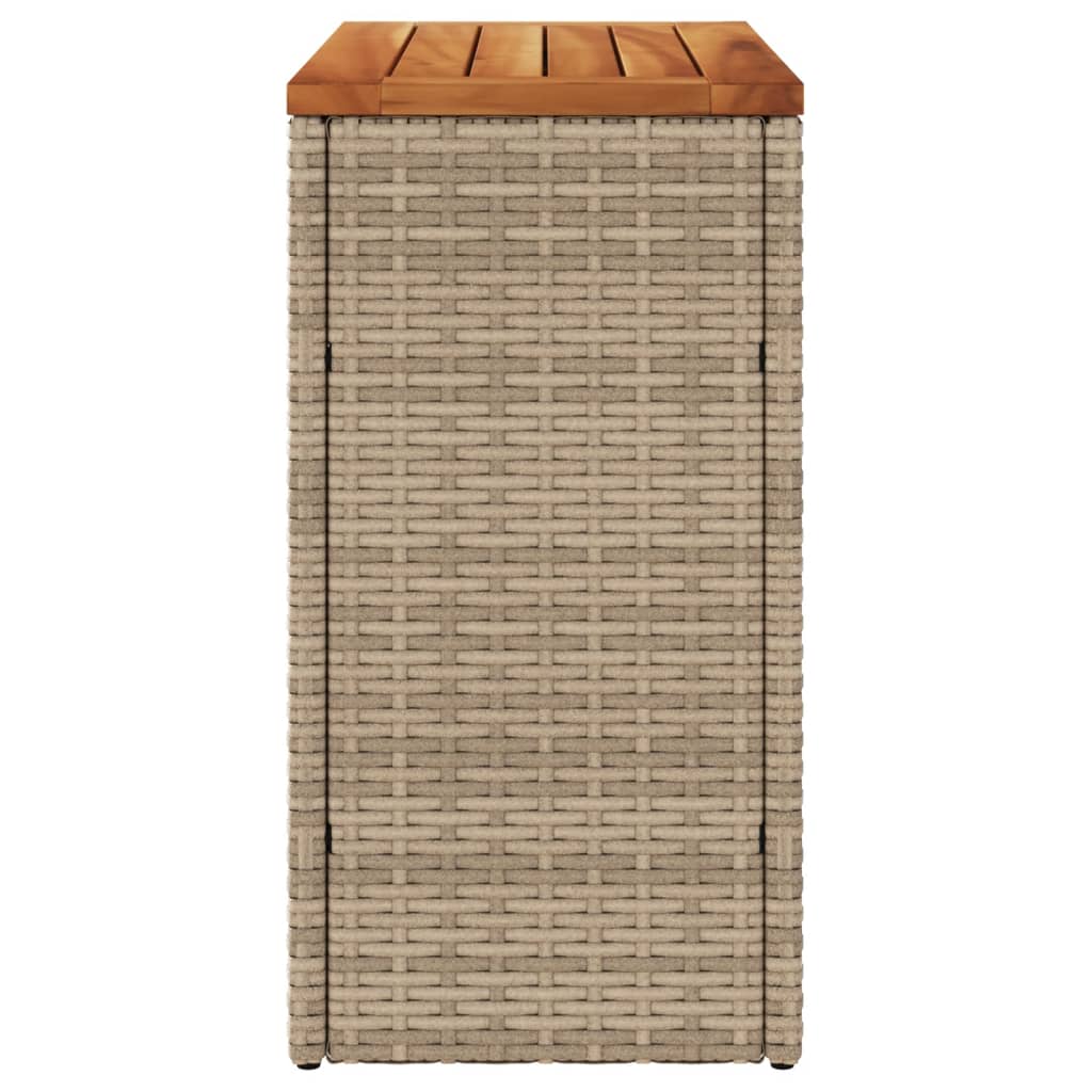 vidaXL Tuinbijzettafel met houten blad 58x27,5x55 cm poly rattan beige