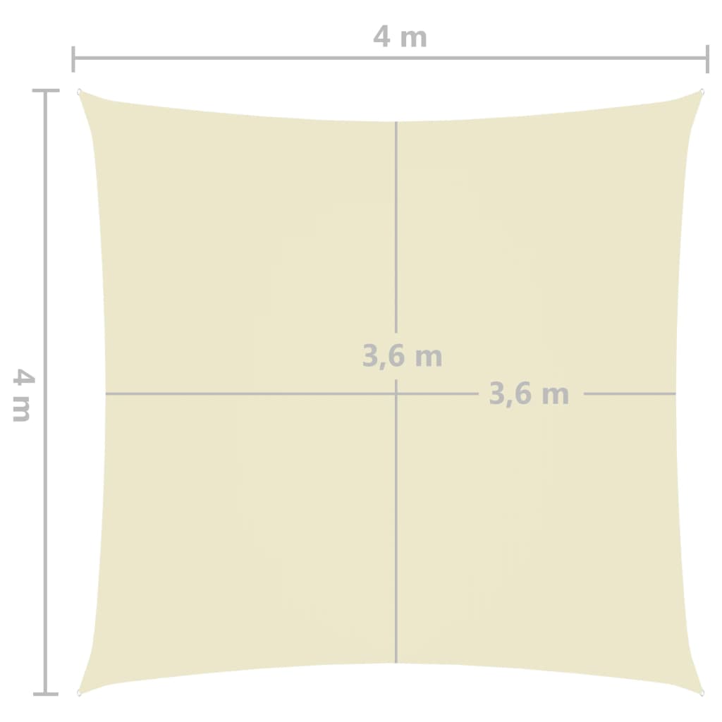 vidaXL Zonnescherm vierkant 4x4 m oxford stof crèmekleurig