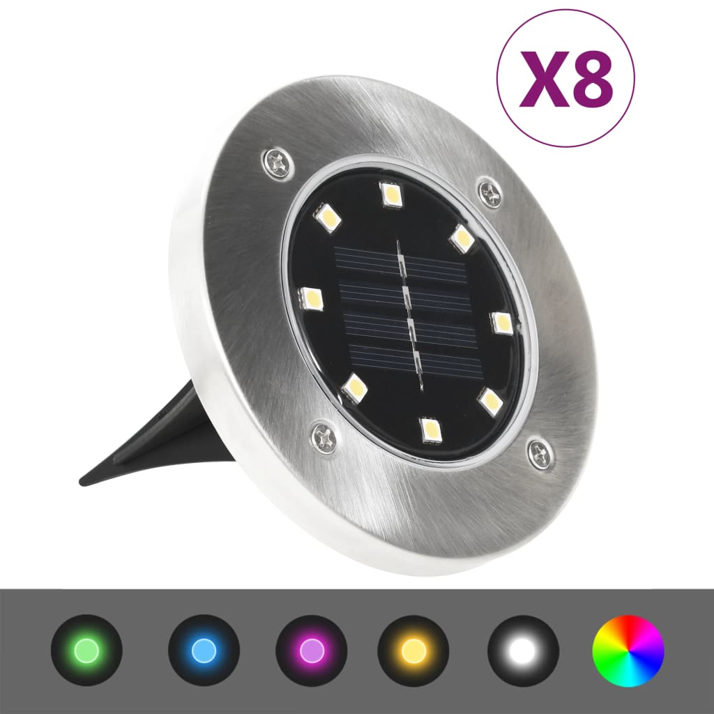vidaXL Solargrondlampen 8 st LED-lichten RGB-kleur