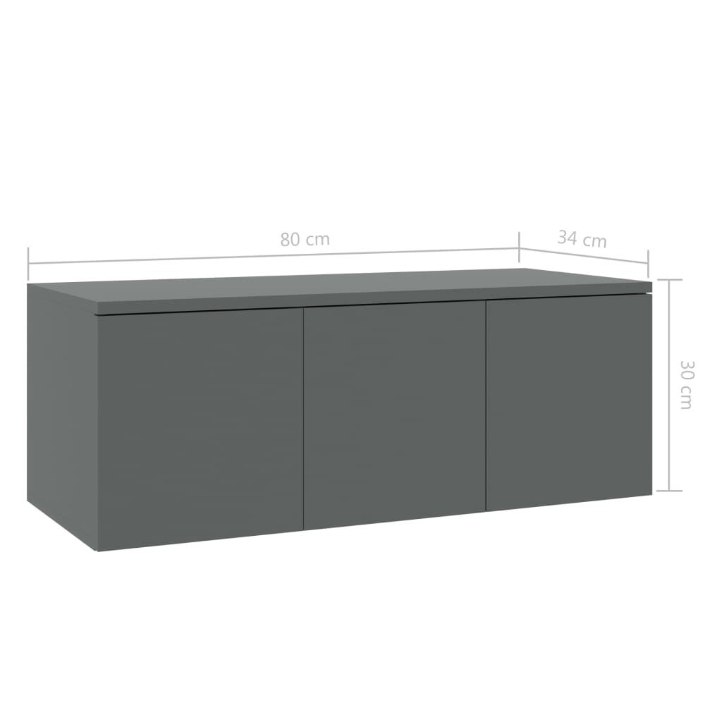 vidaXL Tv-meubel 80x34x30 cm spaanplaat grijs