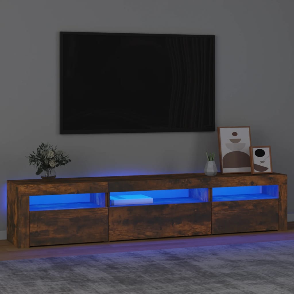 vidaXL Tv-meubel met LED-verlichting 195x35x40 cm gerookt eikenkleurig