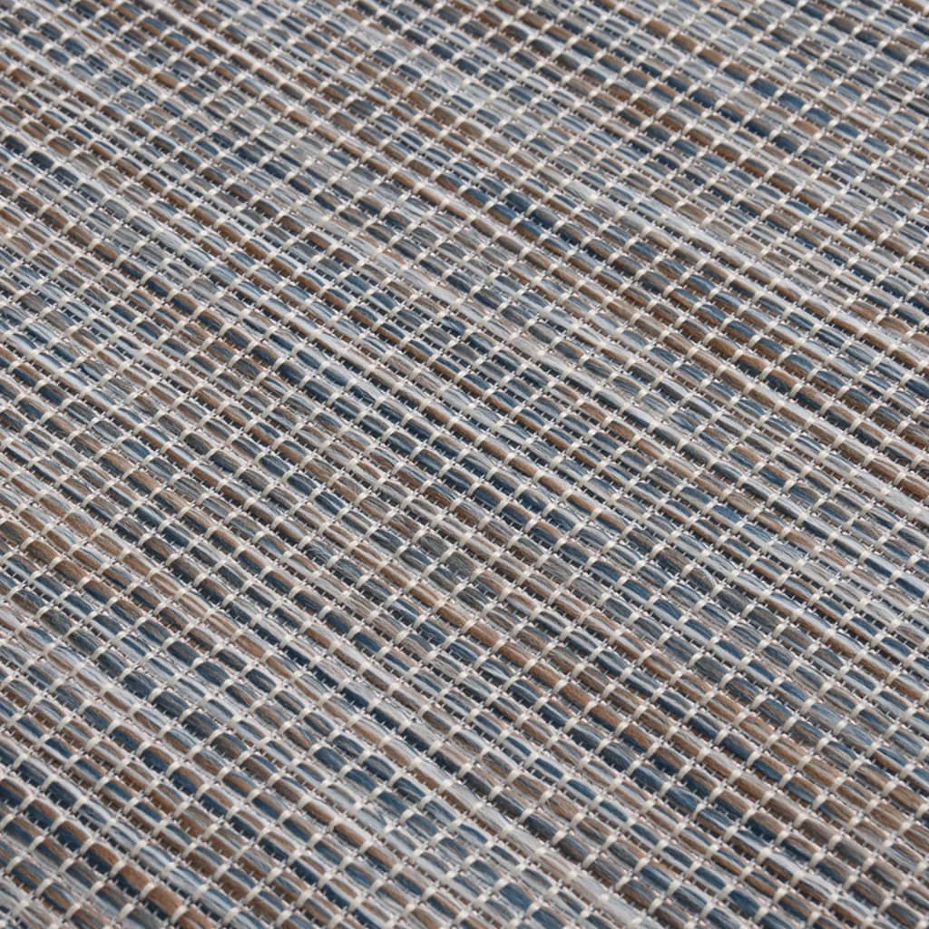 vidaXL Buitenkleed platgeweven 200x280 cm bruin en blauw