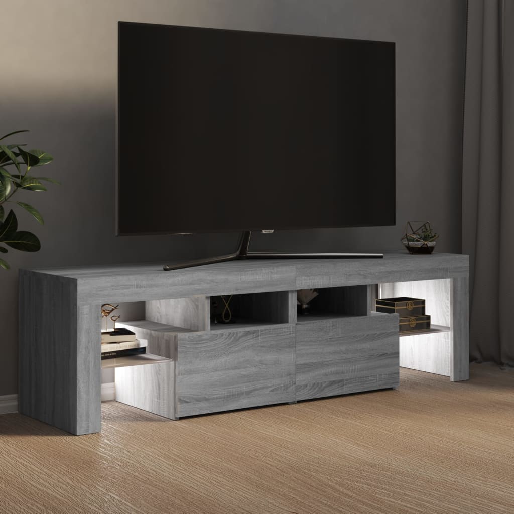 vidaXL Tv-meubel met LED-verlichting 140x36,5x40 cm grijs sonoma eiken