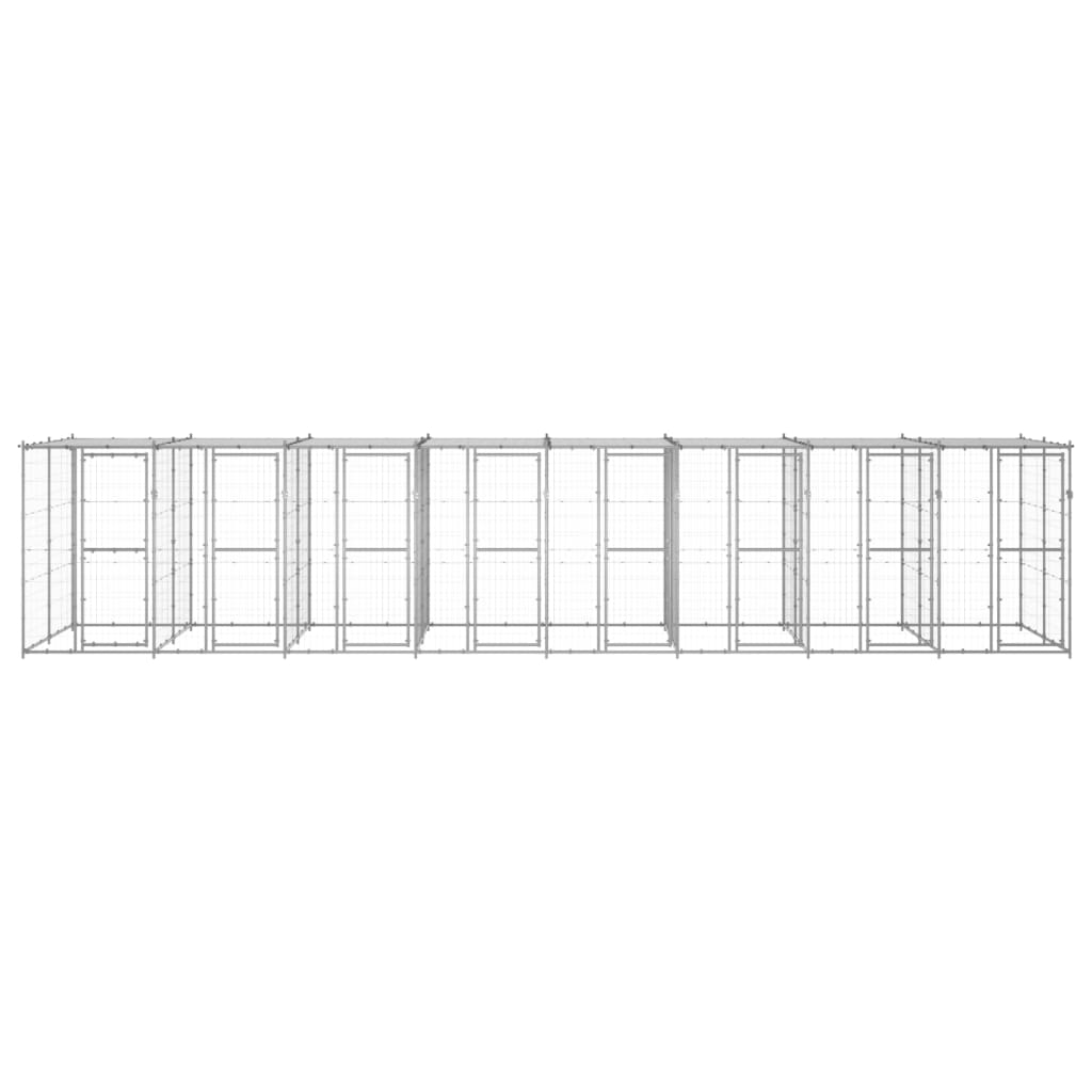 vidaXL Hondenkennel met dak 19,36 m² gegalvaniseerd staal