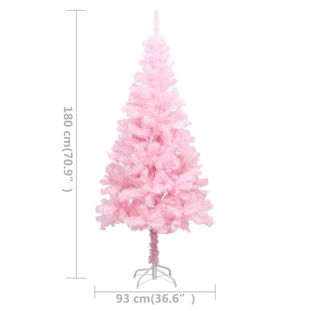 vidaXL Kunstkerstboom met verlichting en kerstballen 180 cm PVC roze