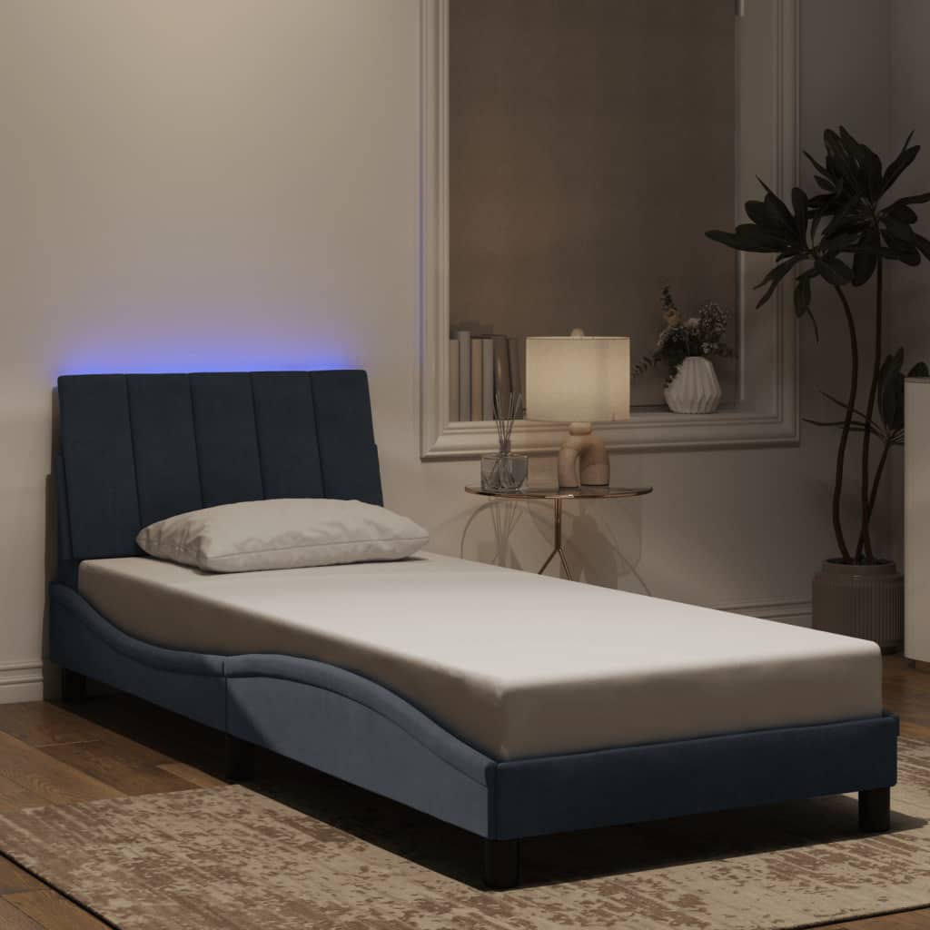 vidaXL Bedframe met LED-verlichting fluweel donkergrijs 90x200 cm