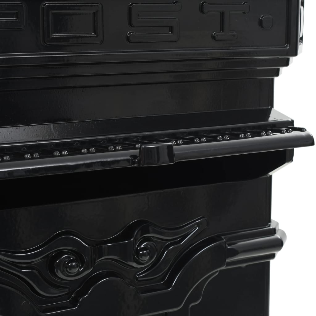 vidaXL Pilaar brievenbus vintage stijl roestbestendig aluminium zwart