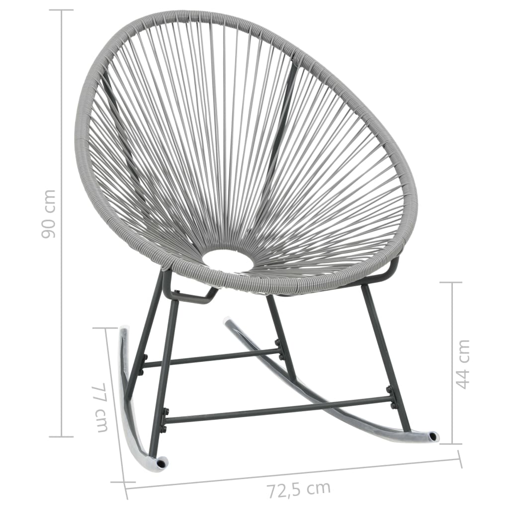 vidaXL Tuinmaanstoel schommelend poly rattan grijs