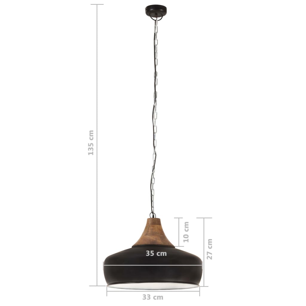 vidaXL Hanglamp industrieel E27 35 cm ijzer en massief hout zwart
