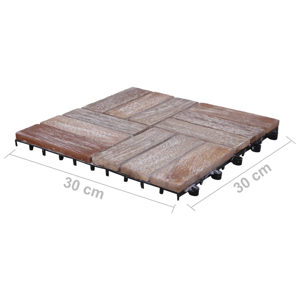 vidaXL Terrastegels 11 st 30x30 cm massief gerecycled hout
