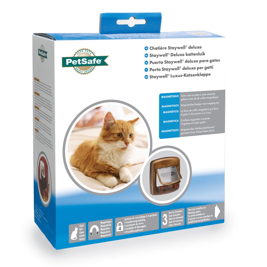 PetSafe Kattenluik magnetisch met 4 standen Deluxe 420 bruin 5006
