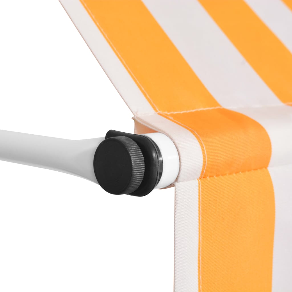 vidaXL Luifel handmatig uittrekbaar 400 cm oranje en witte strepen