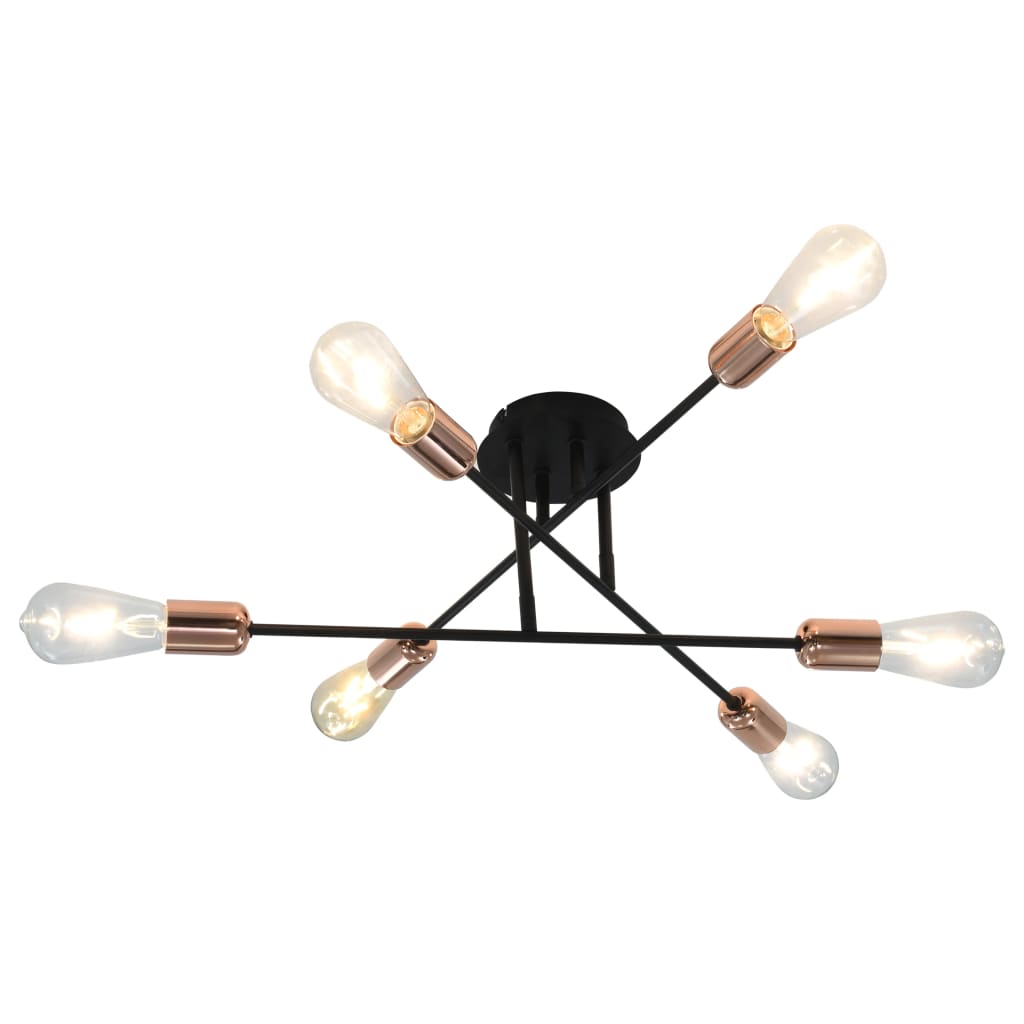 vidaXL Plafondlamp E27 zwart en koper